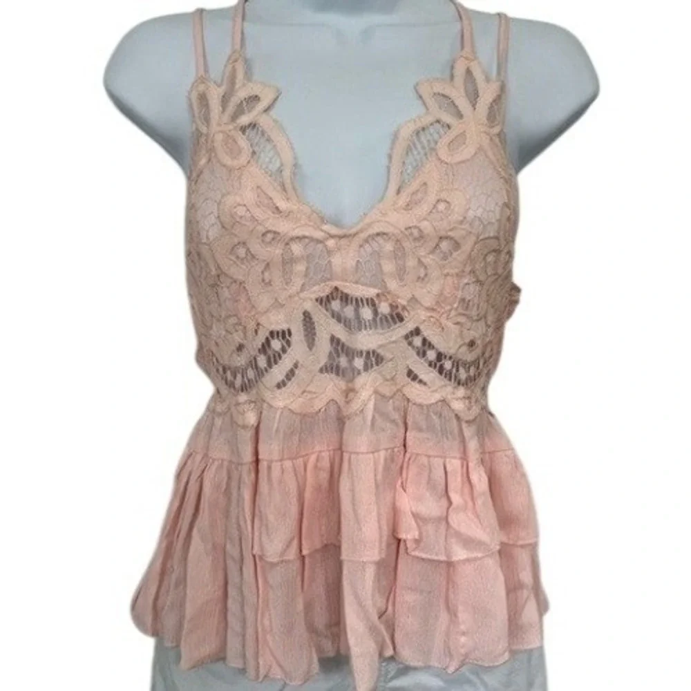 Lace-Trim Light Pink V-Neck Camisole - Picture 10 of 10